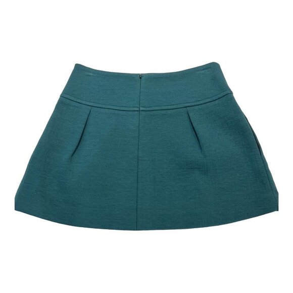 Vince Womens S Pleated Front Mini Skirt Dark Green Pockets Back Zip - Picture 2 of 6